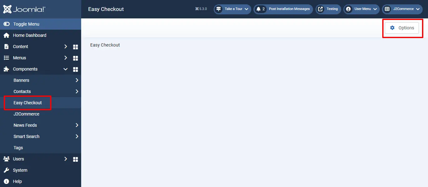 Associating menu with easy checkout